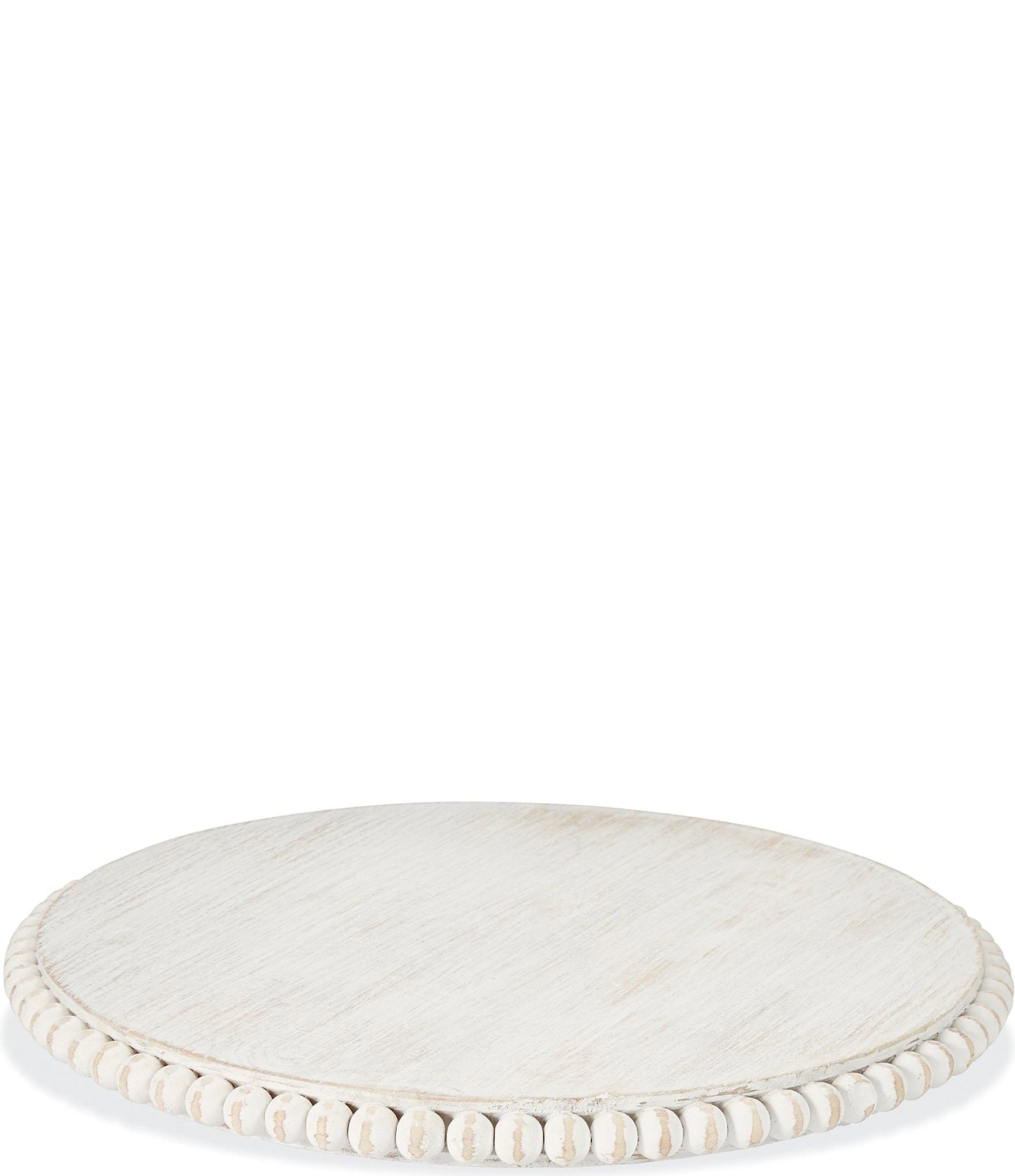 White Wood Beaded Lazy Susan | Dillards