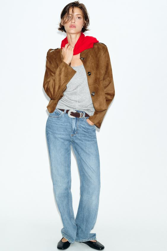 FAUX SUEDE CROPPED JACKET | Zara US