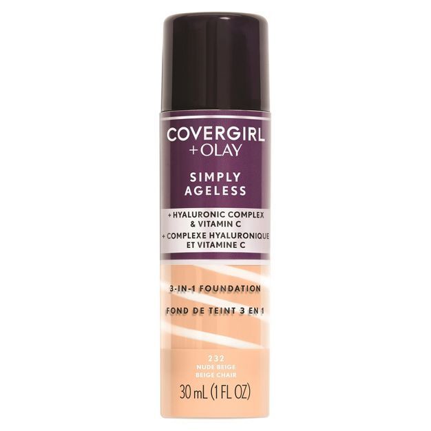 COVERGIRL + Olay Simply Ageless 3-in-1 Liquid Foundation with Hyaluronic Complex + Vitamin C - 1 ... | Target