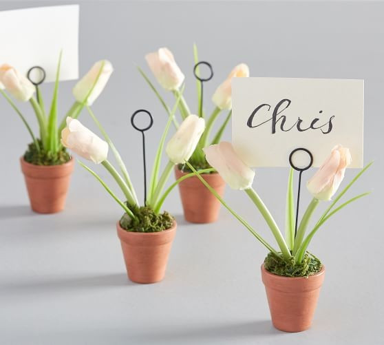 Tulip Potted Plant Place Card Holders, Set of 4 | Pottery Barn (US)
