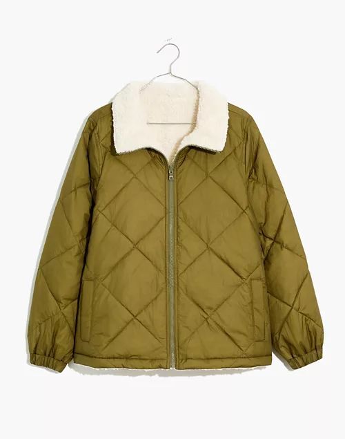 Reversible Sherpa Puffer Jacket in Colorblock | Madewell