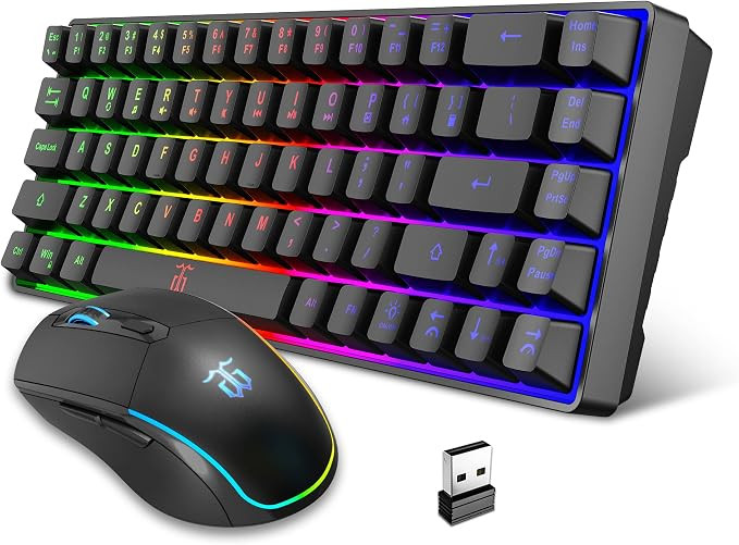 Snpurdiri 60% Wireless Gaming Keyboard and Mouse Combo,LED Backlit Rechargeable 2000mAh Battery,S... | Amazon (US)
