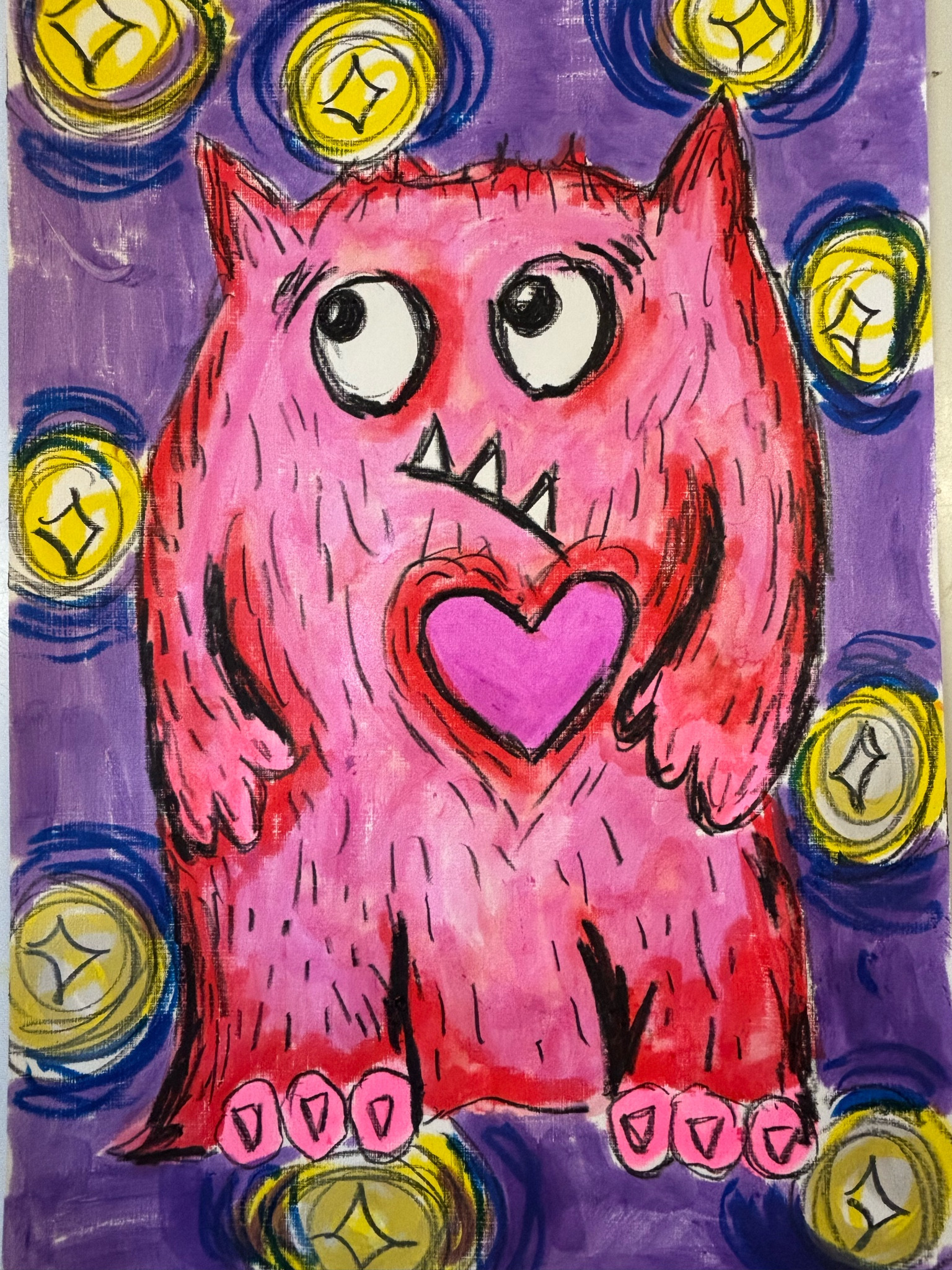 Paint sticks to create a super cute Love Monster! 