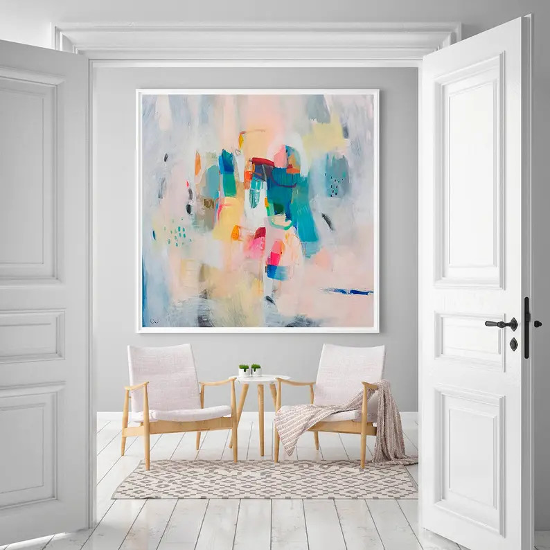 Soft pastel wall art, abstract painting giclee print, large fine art print, modern abstract art, ... | Etsy (US)