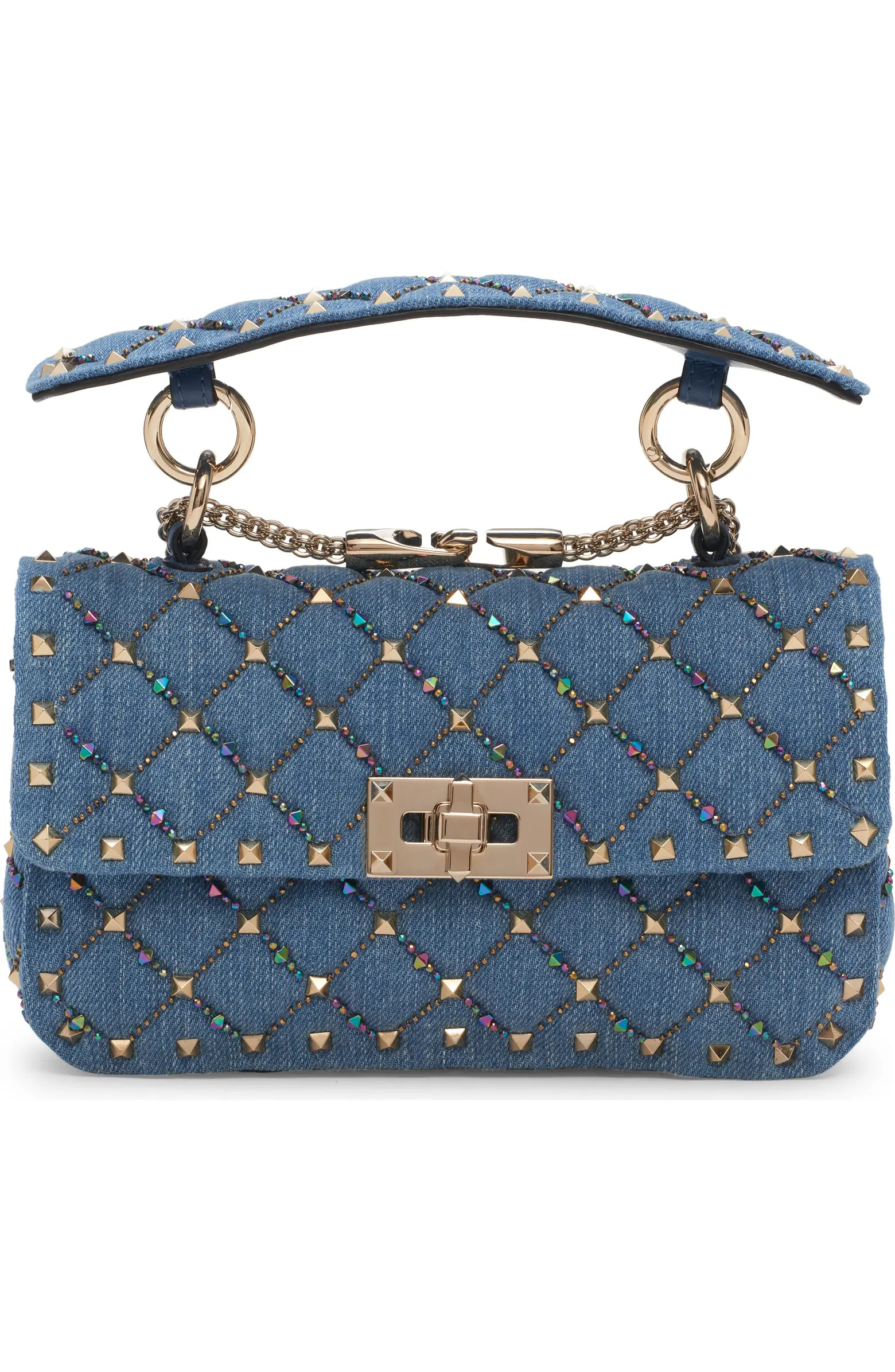 Small Rockstud Spike Denim Shoulder Bag | Nordstrom