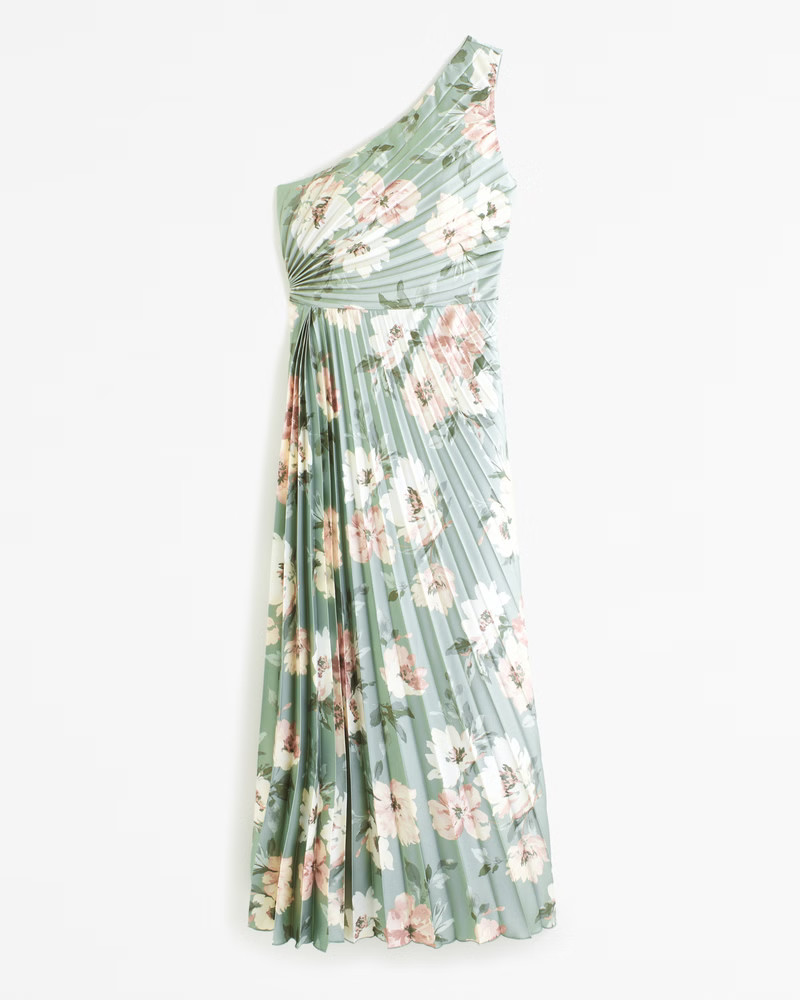 The A&F Giselle Pleated One-Shoulder Maxi Dress | Abercrombie & Fitch (US)