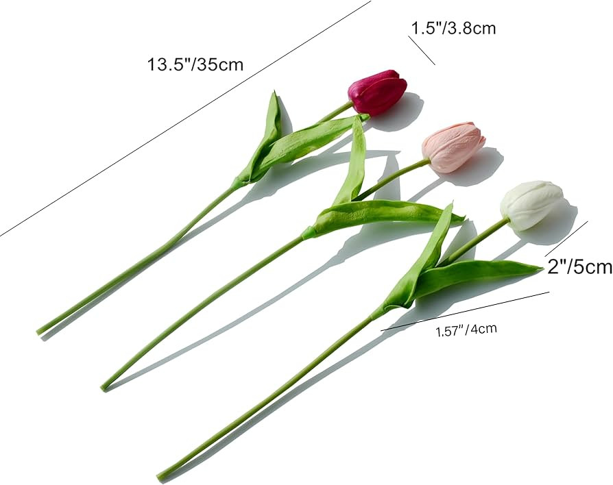 Mandy's Artificial Tulips 20 Stems Shades of Pink PU Faux Flowers for Valentine's Day and New Yea... | Amazon (US)