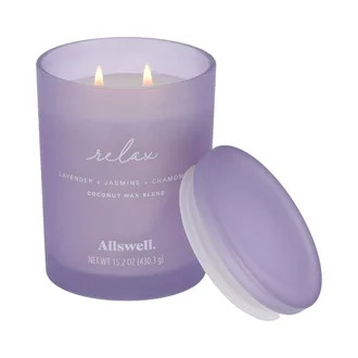 Allswell Relax Lavender + Jasmine + Chamomile Scented Spa Jar Candle, 2-Wick, 15.2 oz | Walmart (US)