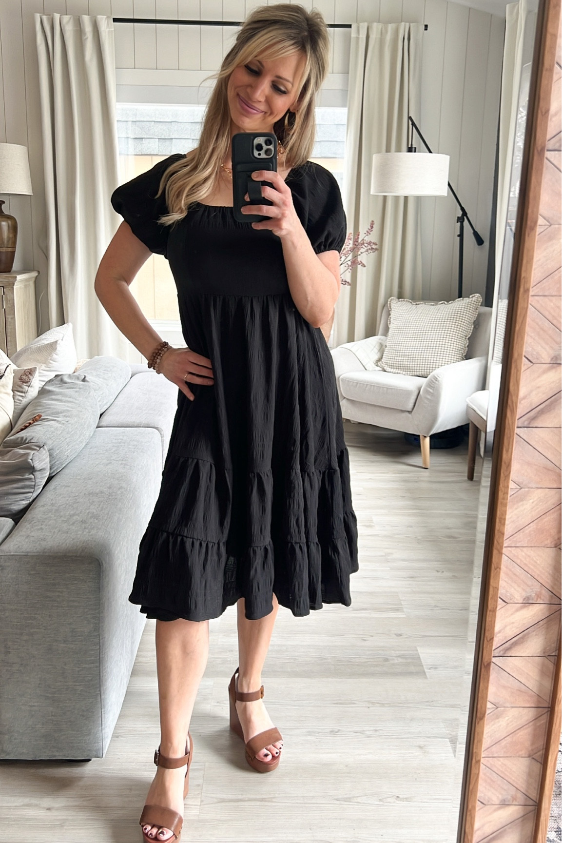 Shein black Dress with puff sleeves. Wearing size small. Runs TTS. Necklace linked and similar shoe styles 

#LTKstyletip #LTKFind #LTKunder50