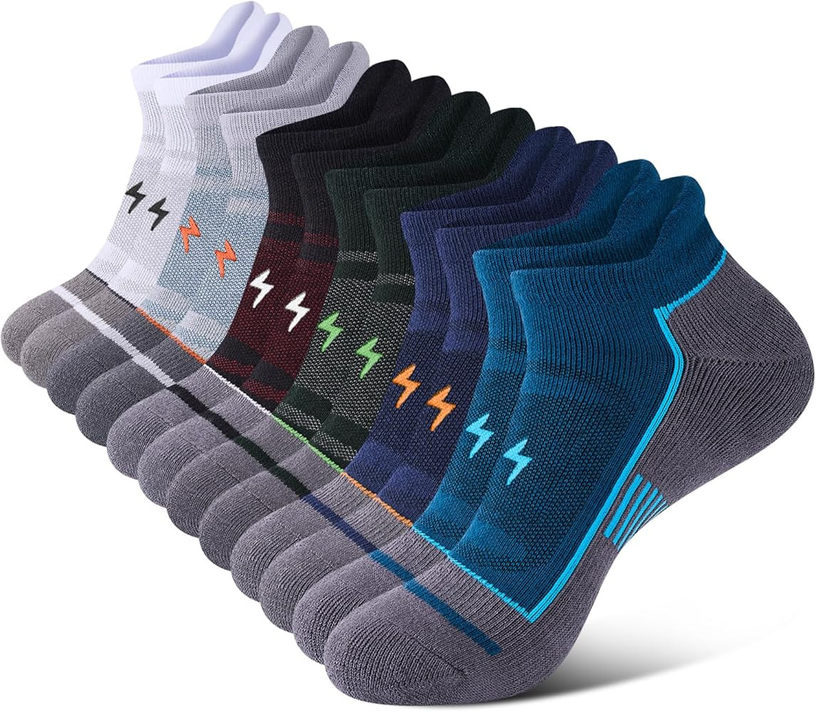 Cirorld Mens Ankle Running Socks, Athletic Cushioned Low Cut Moisture Wicking Cotton Short Sports... | Amazon (US)