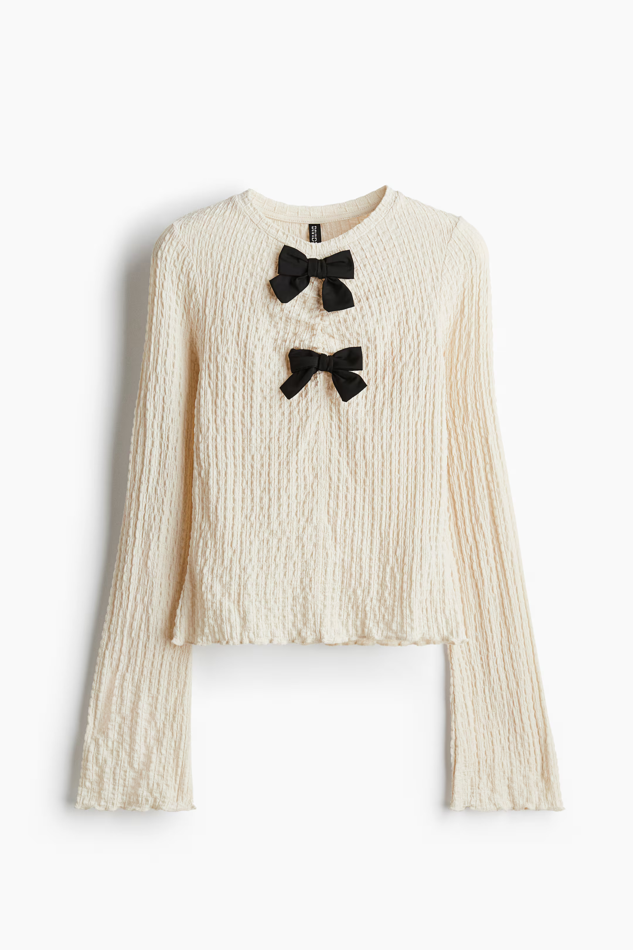 Bow-Detail Waffled Top | H&M (US + CA)