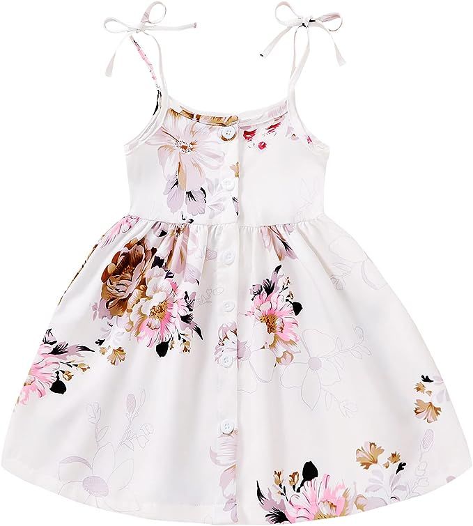1-5T Toddler Kids Girls Summer Dress Sling Blue Floral Casual Dress Pattern Girls Party Dress Sle... | Amazon (US)