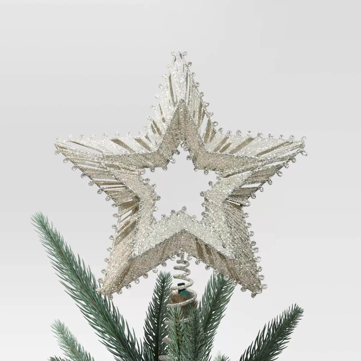 12" Metal Star with Glittered String Christmas Tree Topper Silver - Wondershop™ | Target