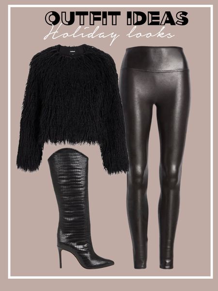 Holiday outfit faux fur coat spanx leggings croc knee boots 

#LTKsalealert #LTKunder100 #LTKHoliday
