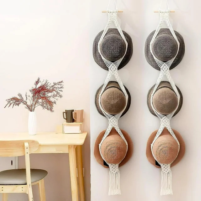 DODAMOUR 2 Pack Macrame Hat Rack for Wall, Bohemian Hat Hangers Organizer Hanging Display, Hand W... | Walmart (US)