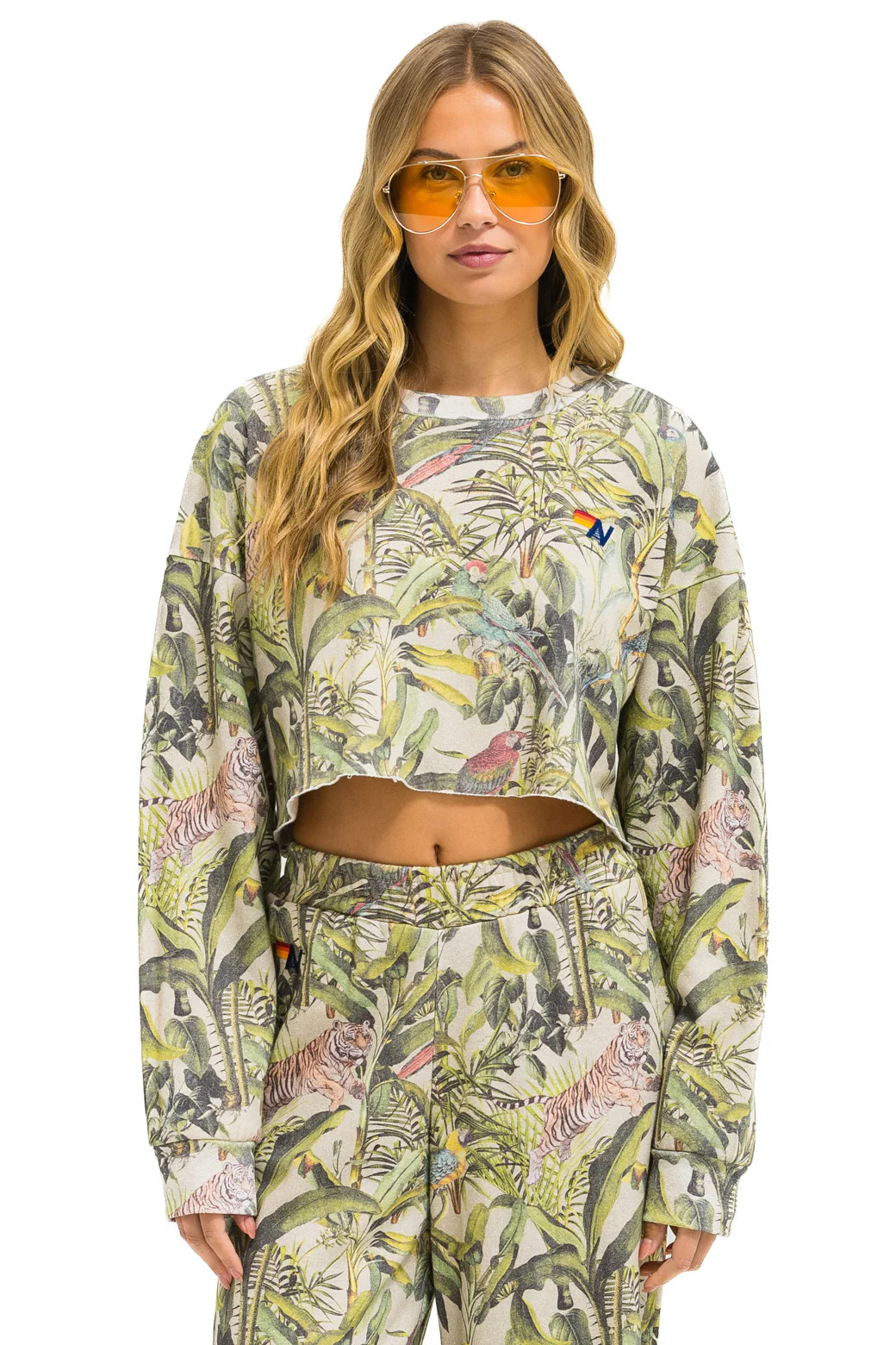 JUNGLE CROPPED CREW SWEATSHIRT RELAXED - SAND | Aviator Nation