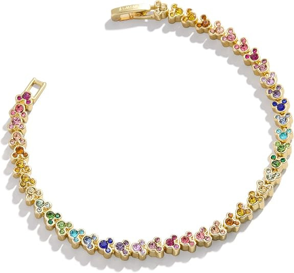 Amazon.com: BaubleBar Disney Mickey Mouse Repeating Tennis Bracelet - 14kt Gold-Plated Bracelet, ... | Amazon (US)