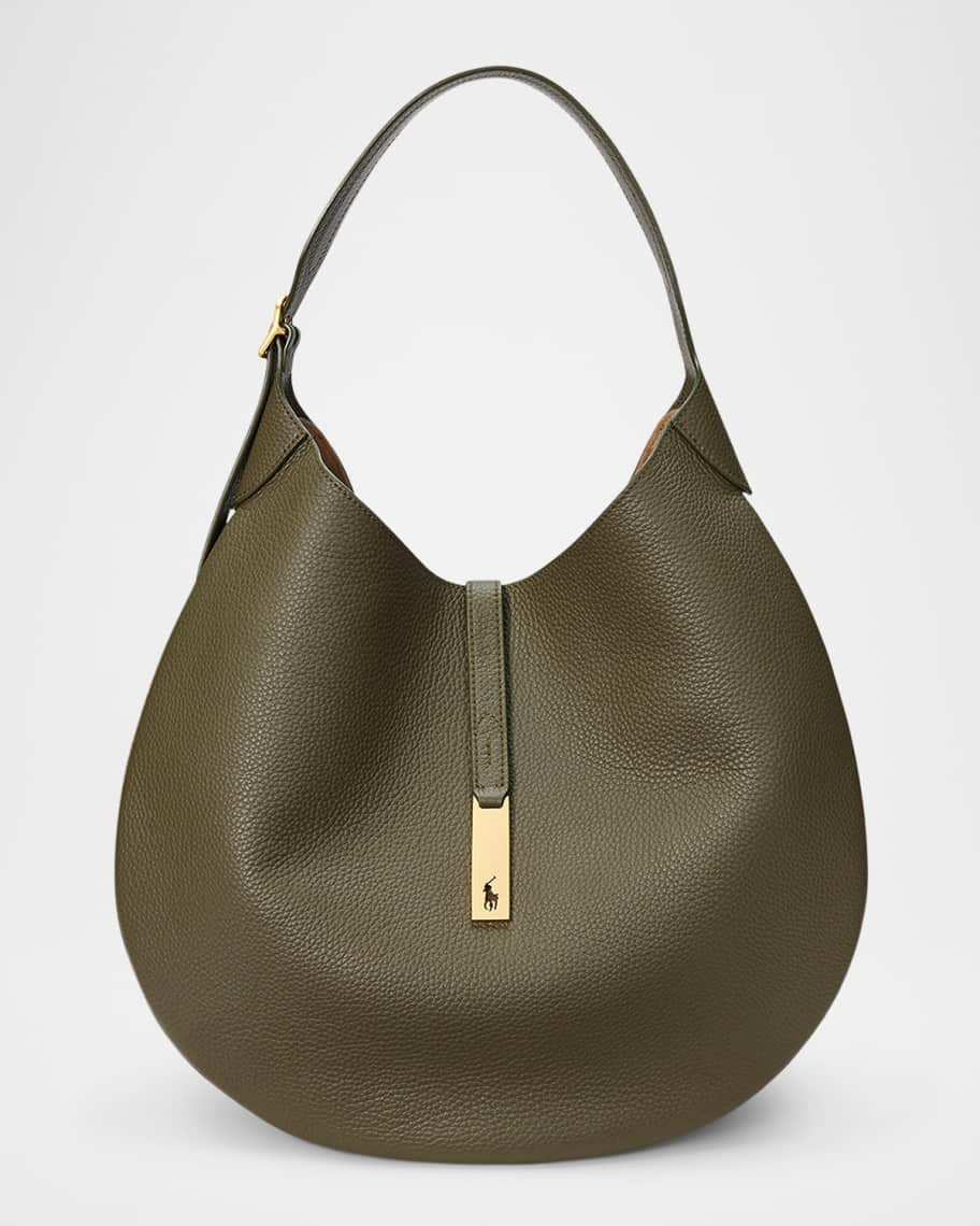 Polo Ralph Lauren Polo ID Medium Pebbled Leather Shoulder Bag | Neiman Marcus