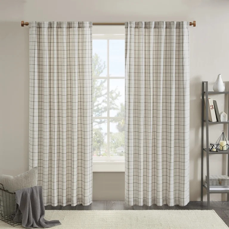 Home Essence Preston Plaid Rod Pocket and Back Tab Panel with Fleece Lining | Walmart (US)