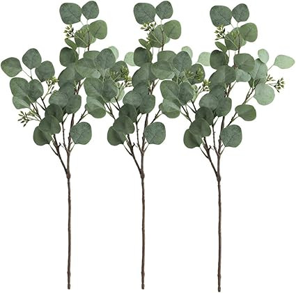 SUPLA 3 Pcs Faux Eucalyptus Leaves Spray Artificial Seeded Silver Dollar Eucalyptus Leaves Branch... | Amazon (US)