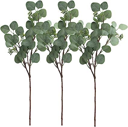 SUPLA 3 Pcs Faux Eucalyptus Leaves Spray Artificial Seeded Silver Dollar Eucalyptus Leaves Branch... | Amazon (US)