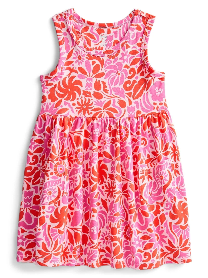 Wonder Nation Toddler Girls Sleeveless Knit Tank Play Dress, Sizes 12M–5T | Walmart (US)