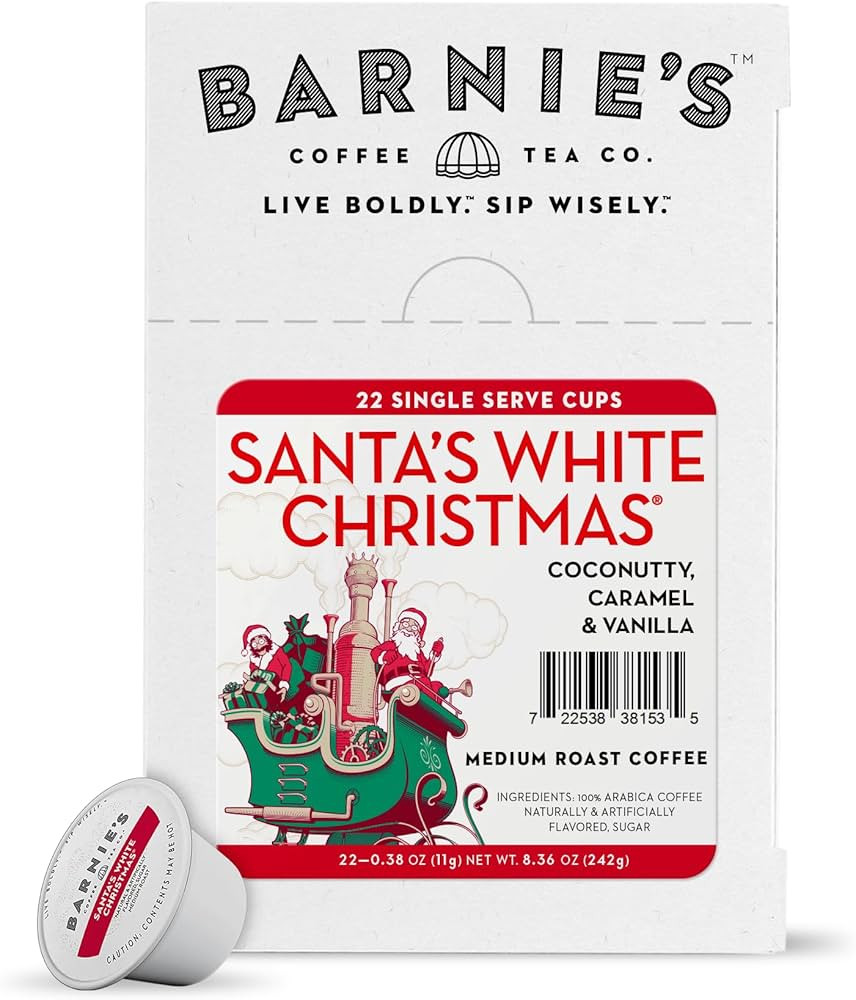 Barnie's Coffee & Tea Co. - Santa's White Christmas K-Cups, Coconut Caramel & Vanilla - Medium Ro... | Amazon (US)