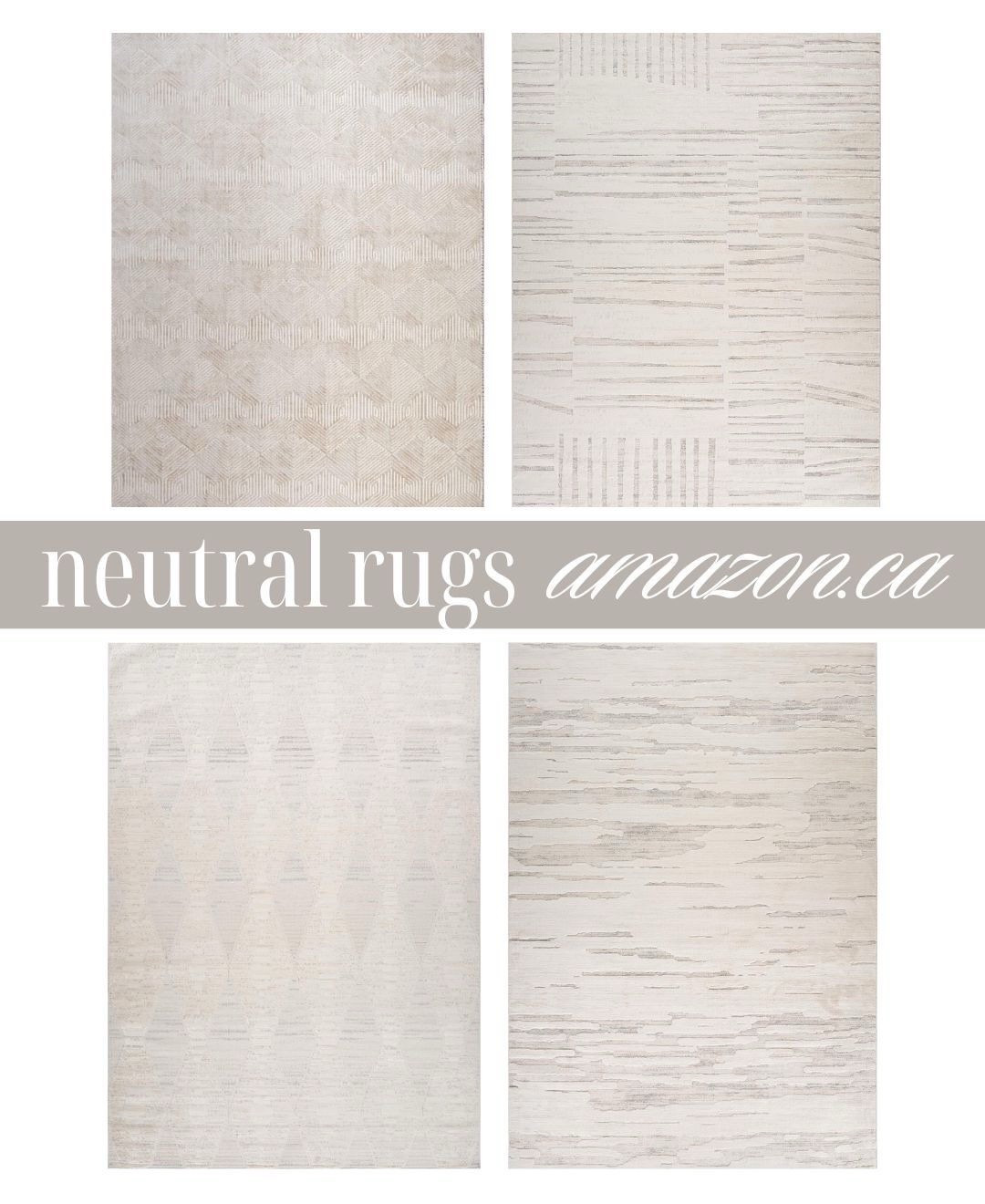 Neutral rugs with subtle texture and patterns from amazon.ca. 

--

area rug, affordable rug, amazon rug, amazon home, home decor, amazon home decor, room refresh, 5 x 8 rug, 8 x 10 rug, living room rug, bedroom rug, office rug, beige rug, ivory rug, grey rug, gray rug, rug with neutral patterns  

#LTKsale #LTKcanada #LTKhome