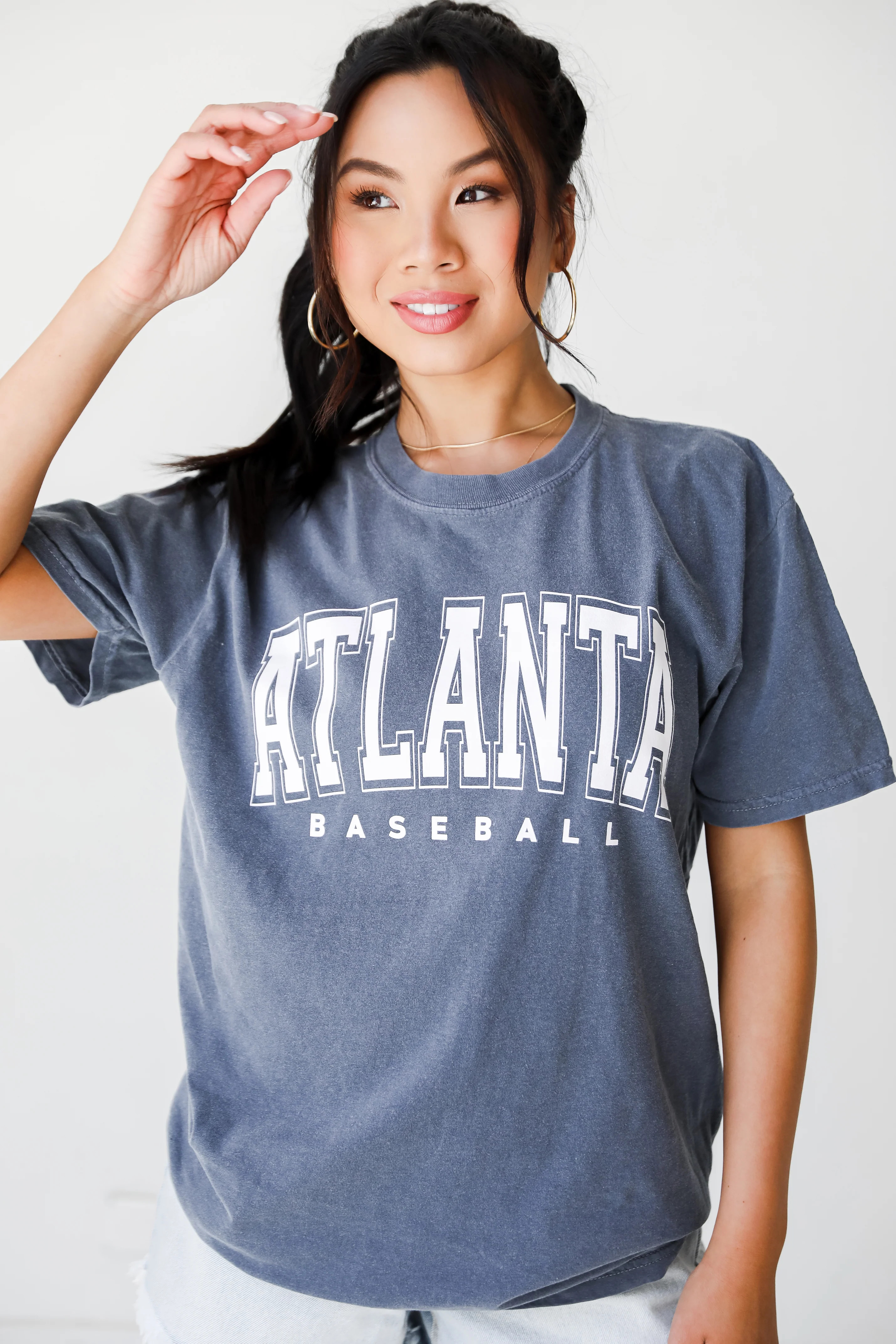 Denim Atlanta Baseball Block Letter Tee | Dress Up
