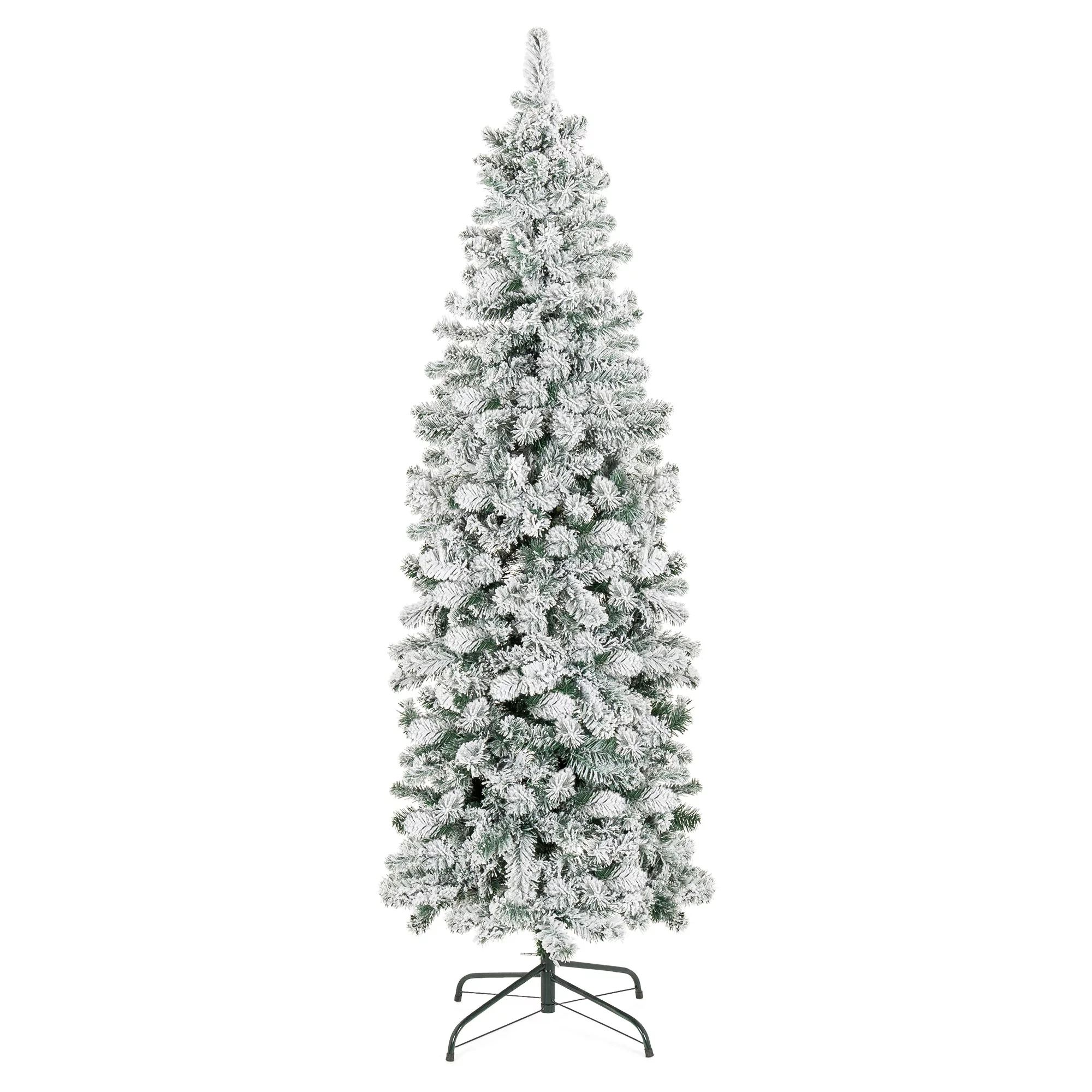 Best Choice Products 6ft Snow Flocked Artificial Pencil Christmas Tree Holiday Decoration w/ Meta... | Walmart (US)
