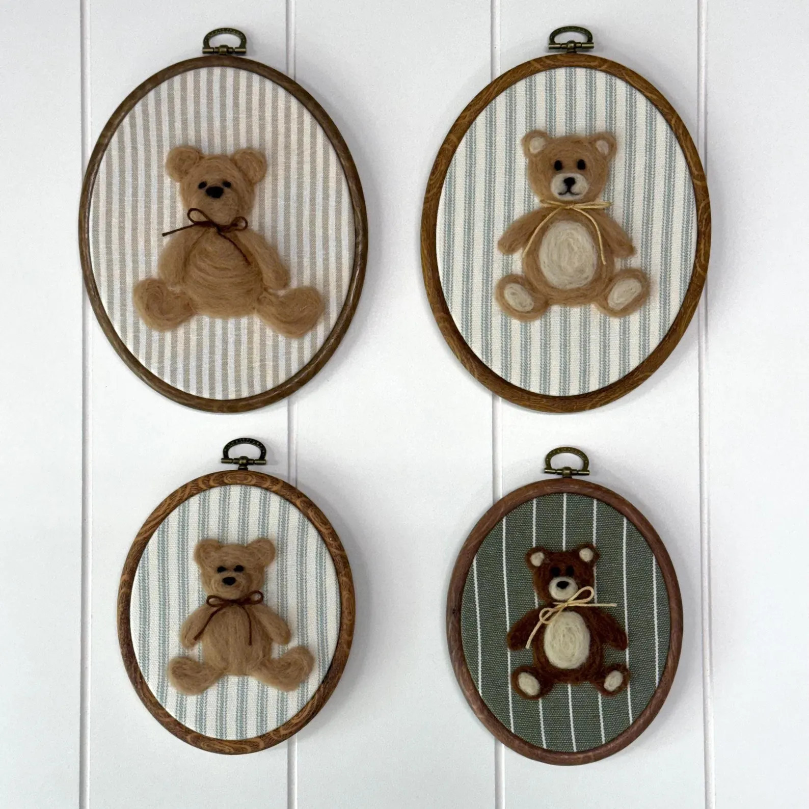 Handmade Custom Needle Felt Teddy Bear Nursery Decor | Personalized Wall Art | Hand Embroidered N... | Etsy (Global)