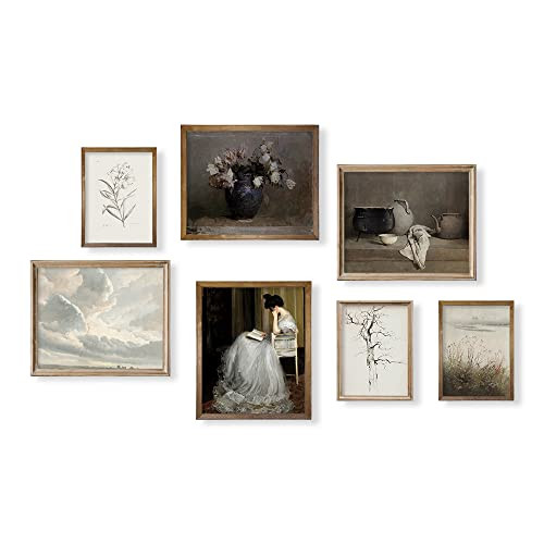 Vintage Boho Farmhouse Wall Art - Neutral Flower Portrait Wall Print for Bathroom Kitchen - Natur... | Amazon (US)