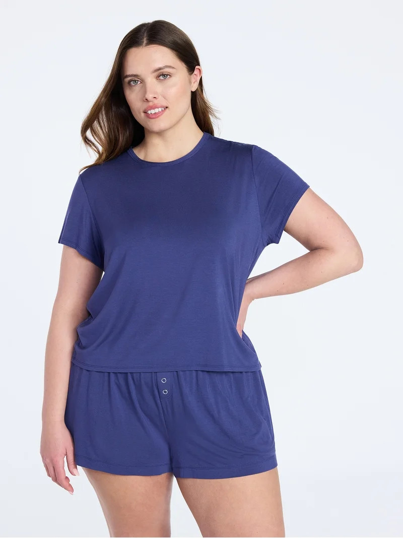 Joyspun Women\u2019s Scoop Neck Sleepwear Modal Tee with Short Sleeves, Sizes S-3X | Walmart (US)