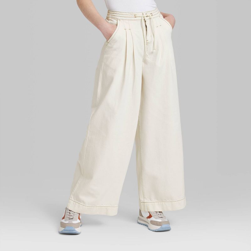 Women's Super-High Rise Soft Wide Leg Jeans - Wild Fable™ Off-White | Target