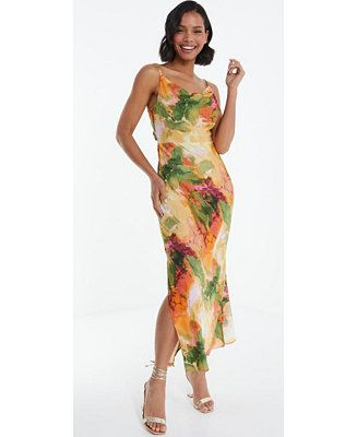 Women's Multi Color Marble Printed Midi Dress | Macy's