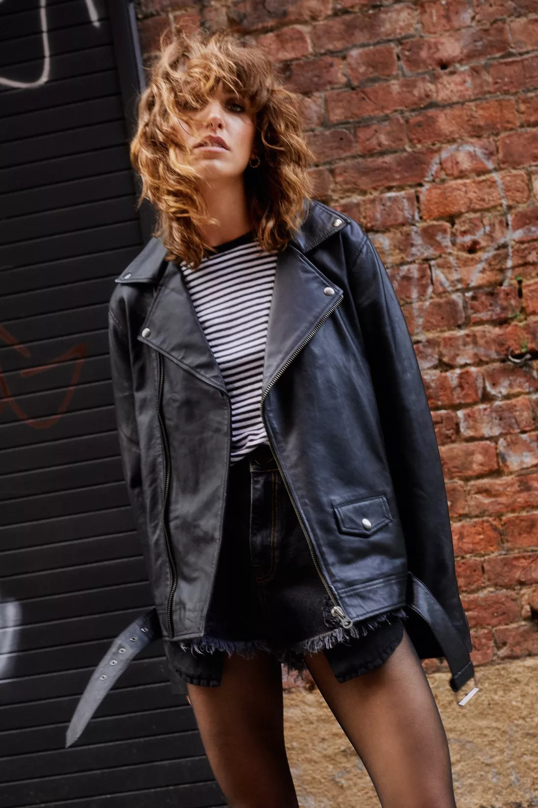 Oversized Real Leather Boyfriend Jacket | Debenhams UK