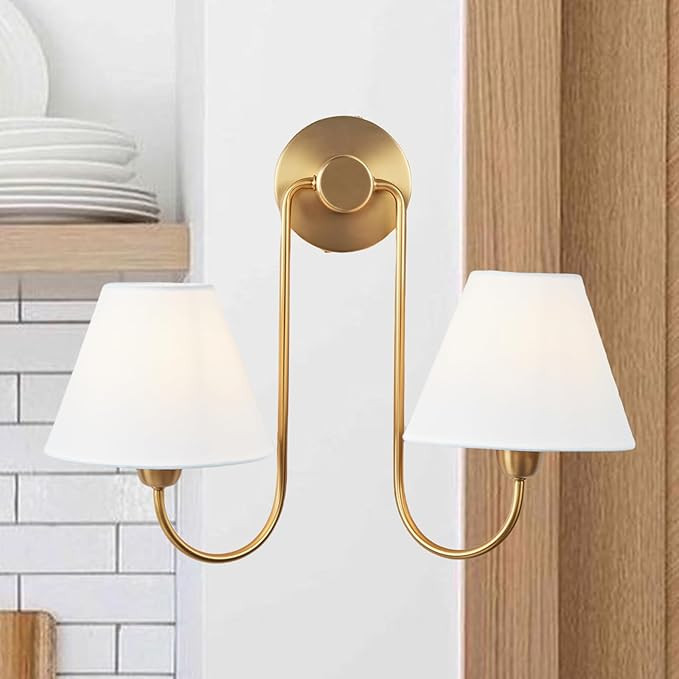 Contemporary Gleaming Elegance Linen Shade Sconce, Stainless Steel, White Linen Shade, Damp Rated... | Amazon (US)