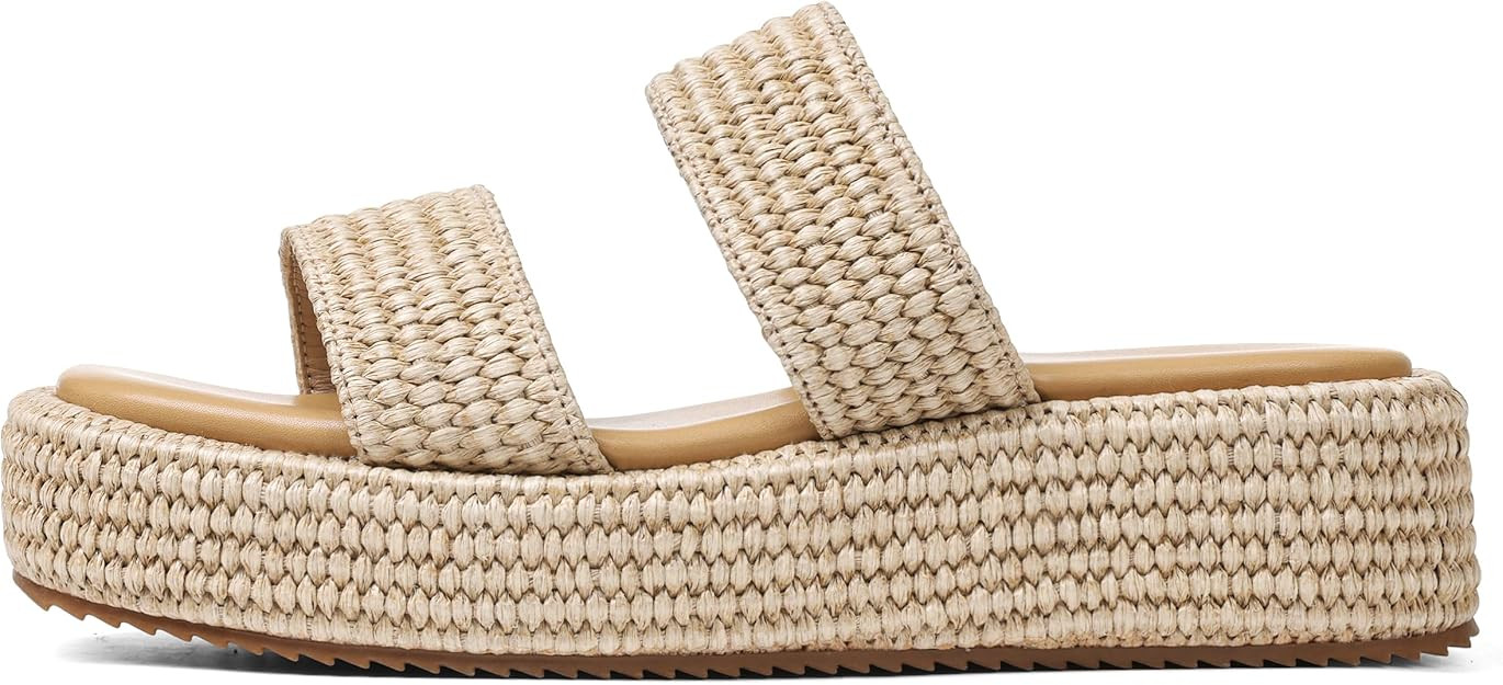 EQAUDES Platform Slip on Espadrille Sandals for Women Wedges Slides Bohemia Sandals Flatform Open... | Amazon (US)