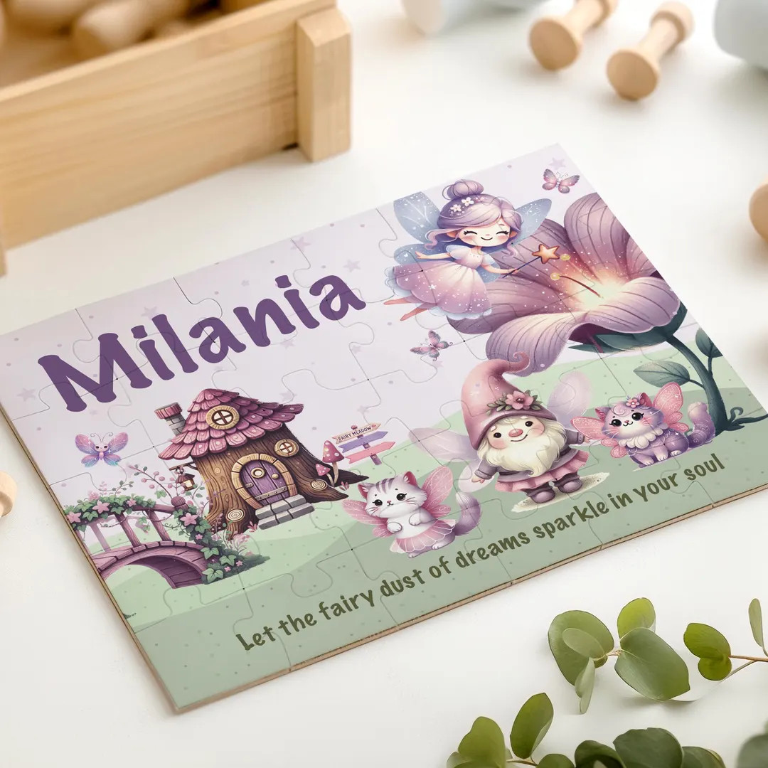 Personalized Purple Fairy Puzzle for Kids • Magical Gnome Puzzle • Custom Name Toy • 30 Pie... | Etsy (US)