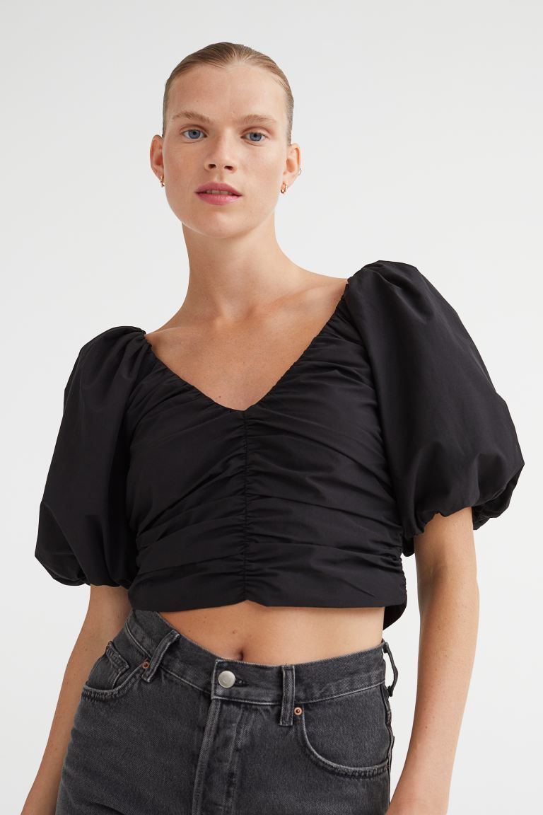 Gathered Puff-sleeved Top | H&M (US)