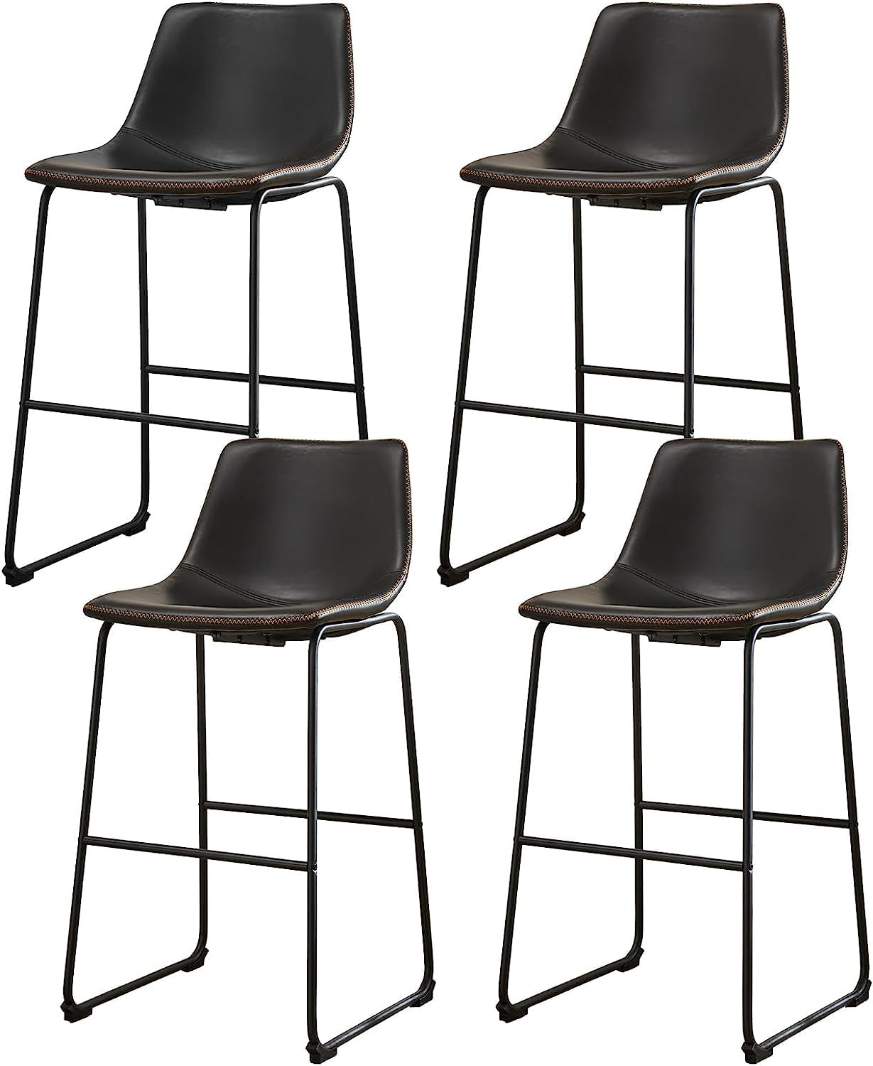 Sweetcrispy Counter Height Bar Stools Set of 4, Modern Counter Stool Faux Leather Barstools with ... | Amazon (US)