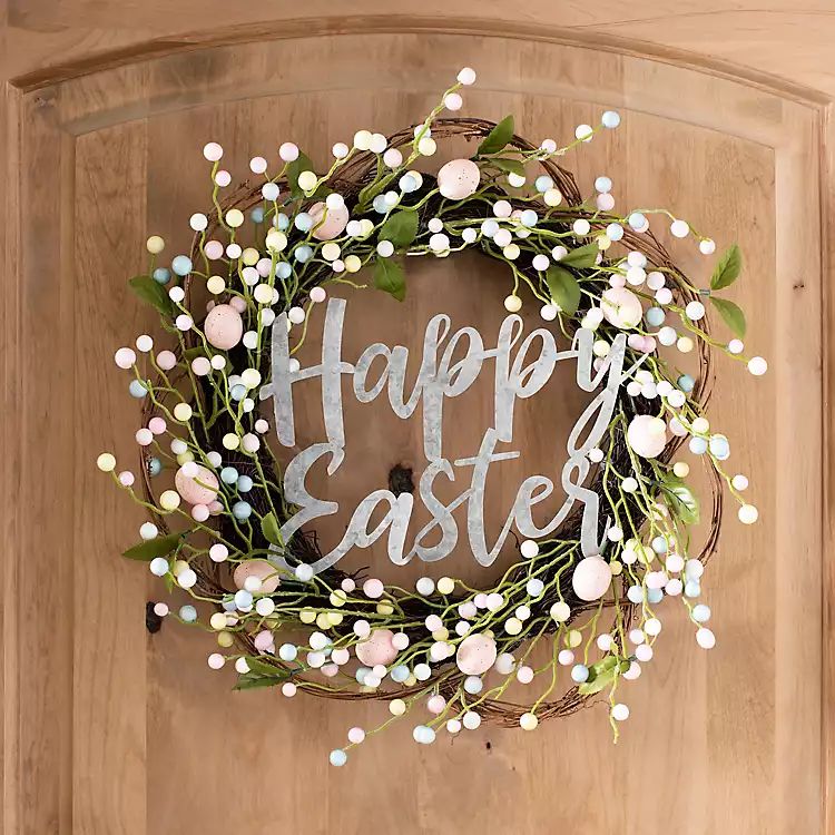 Floral and Metal Happy Easter Wreath | Kirkland's Home