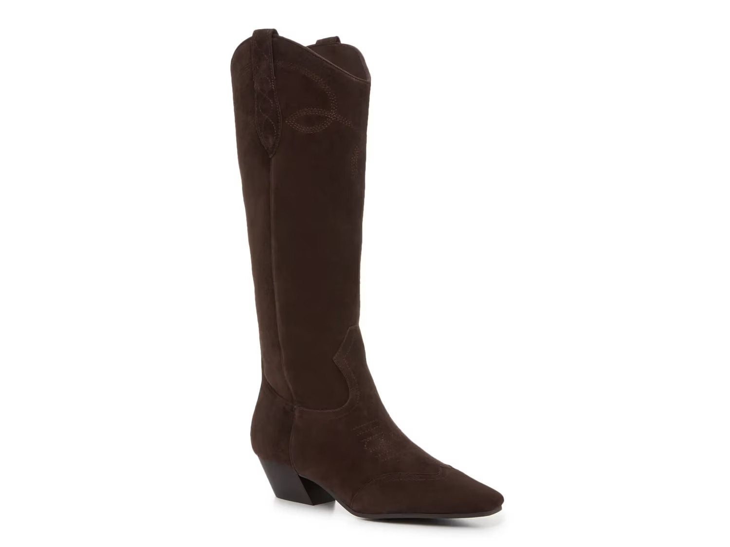 Steve Madden Dollie Cowboy Boot | Women's | Dark Brown Suede | Size 8.5 | Boots | DSW