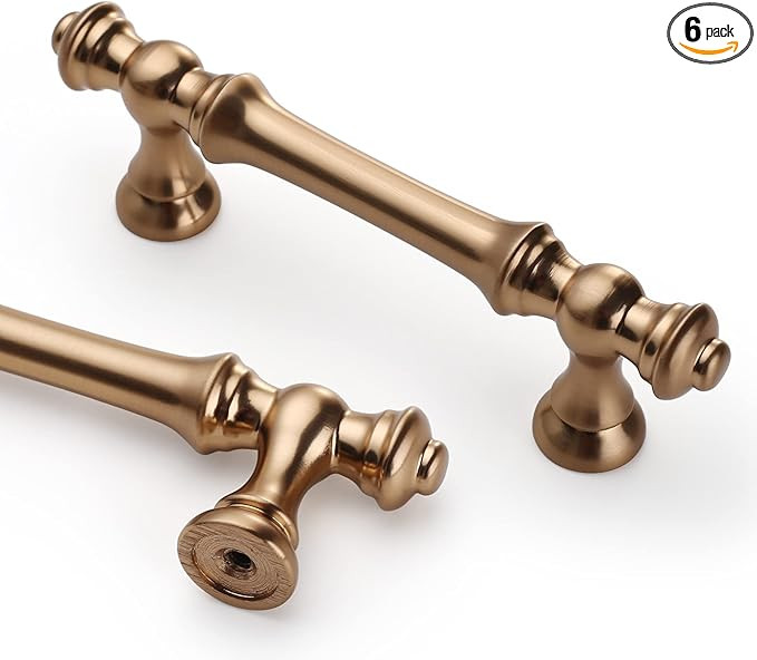 Asidrama 6 Pack 3 Inch(76mm) Champagne Bronze Kitchen Cabinet Handles,Brushed Brass Cabinet Pulls... | Amazon (US)