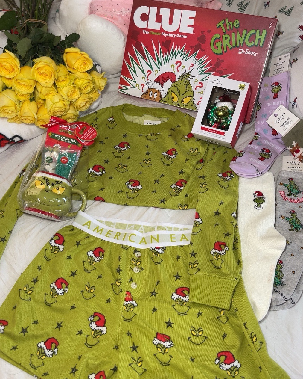 Grinch pj set from AMERICAN EAGLE💕🎀🎄💖 so cute get it before it sells out like last year! 

#LTKFindsUnder50 #LTKSeasonal #LTKU
