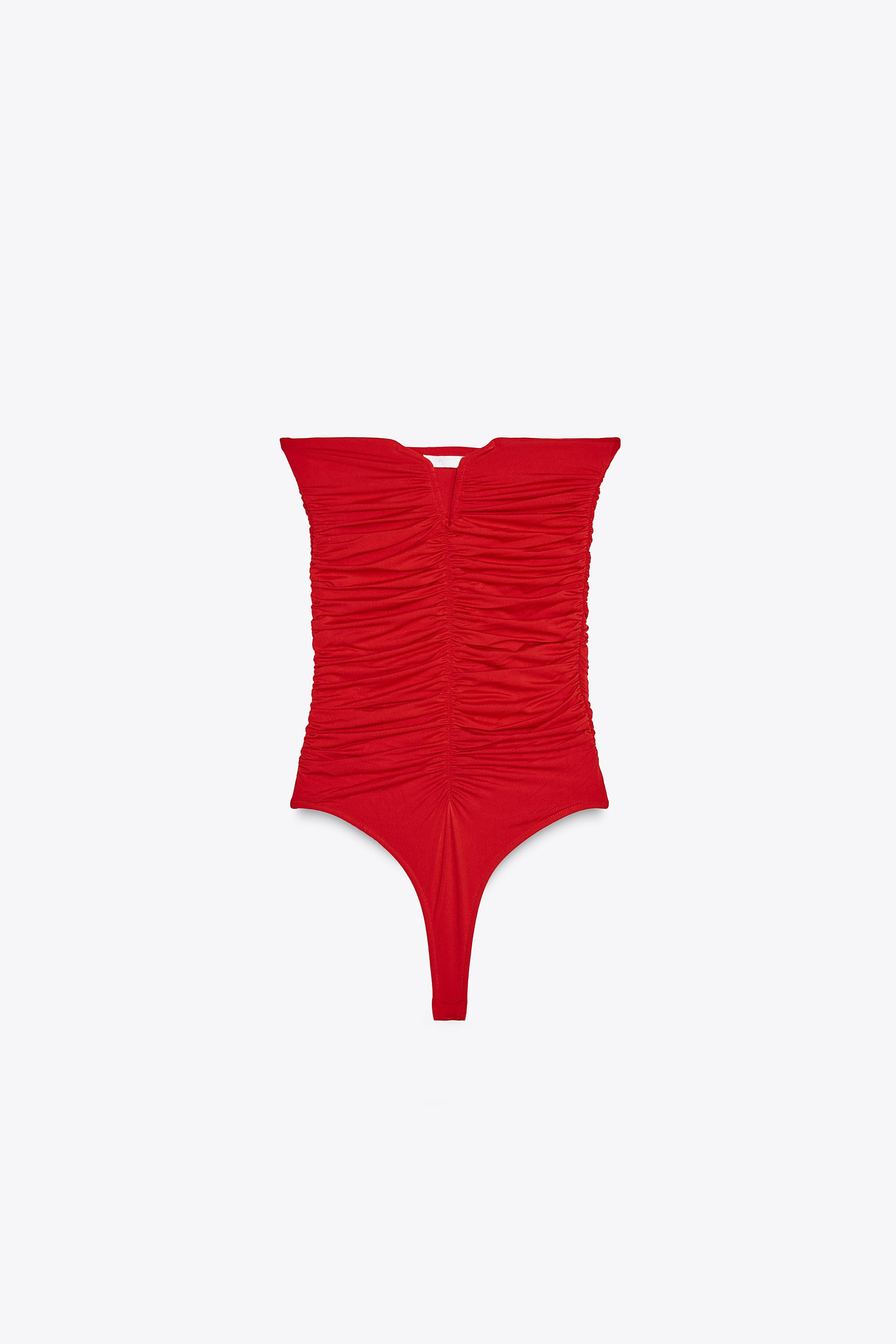 RUCHED POLYAMIDE BANDEAU BODYSUIT | Zara US
