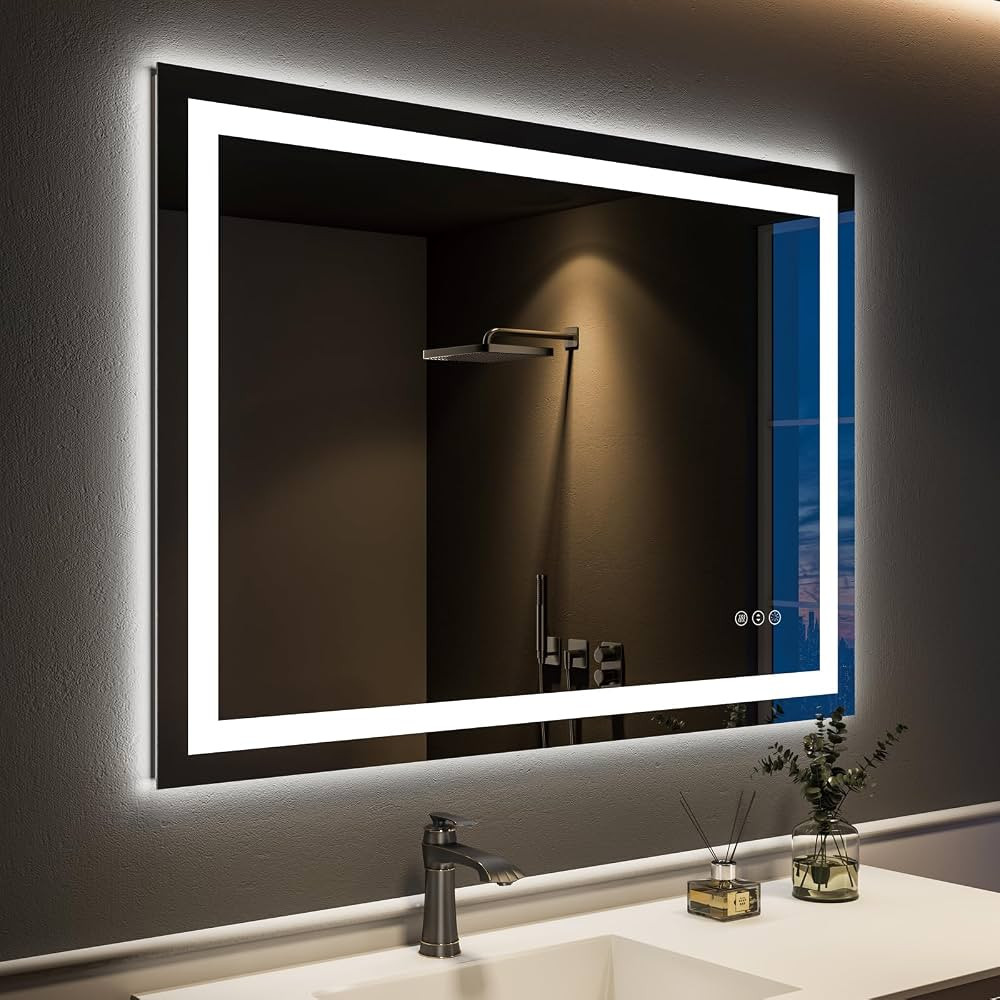 ODDSAN 40x32 Smart Led Mirror for Bathroom, Dimmable Vanity Mirror with Lights, Backlit and Front... | Amazon (US)