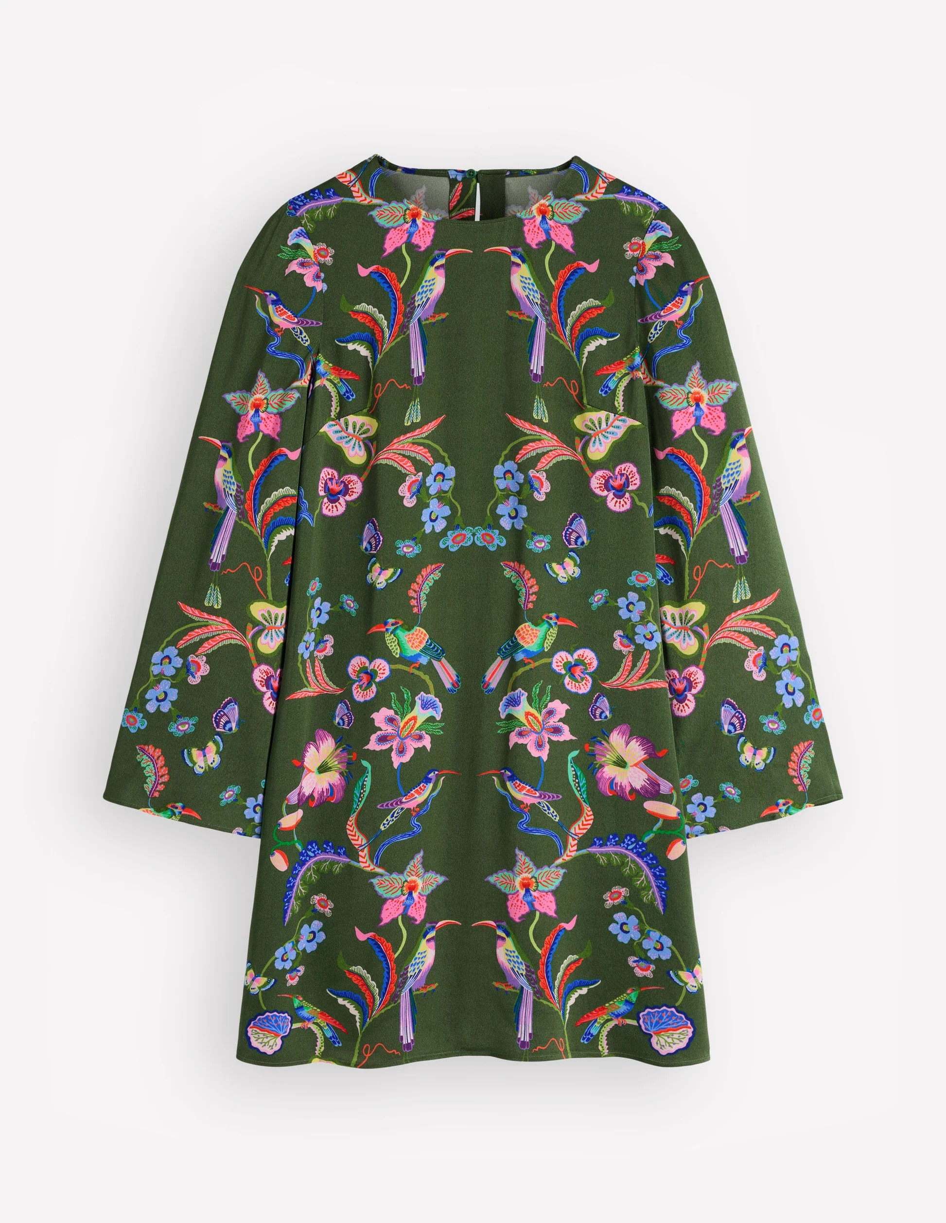 Flared Sleeve Shift Dress-Hunter Green, Orchid Canopy | Boden (US)