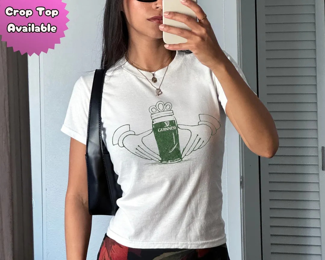 St Patricks Day Claddagh, y2k baby tee, irish fesival, gift for irish girl | Etsy (US)