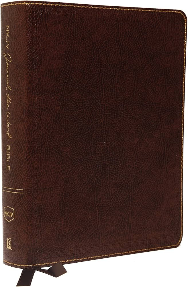 NKJV, Journal the Word Bible, Bonded Leather, Brown, Red Letter, Comfort Print: Reflect, Journal,... | Amazon (US)